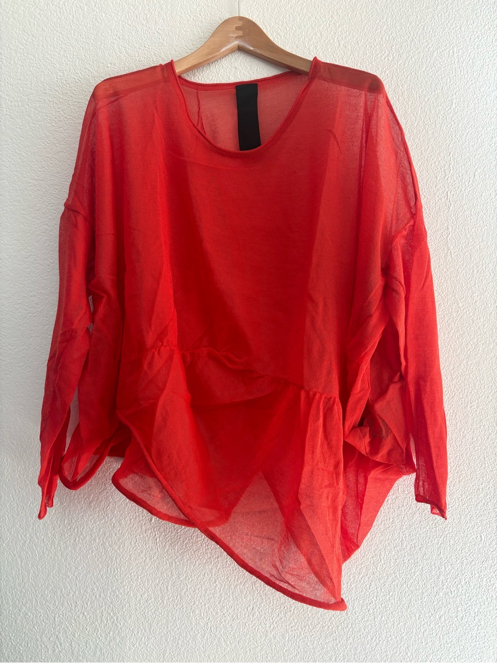 Black Label Sheer Red Oversized Tunic Top